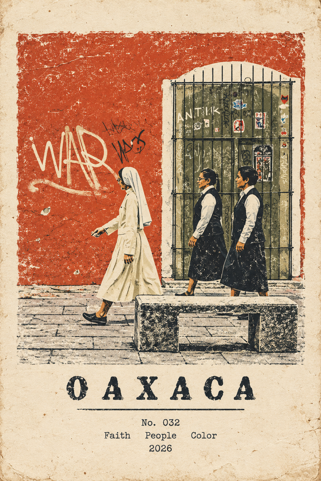 AI-created Oaxaca field-note poster based on the original photograph